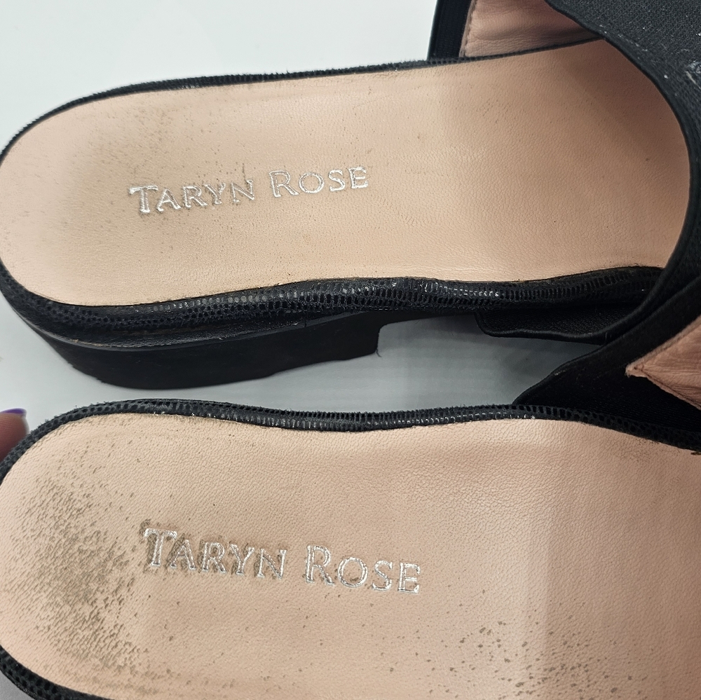 Taryn Rose Torte Black Patent Accent Sandals - Picture 7 of 12